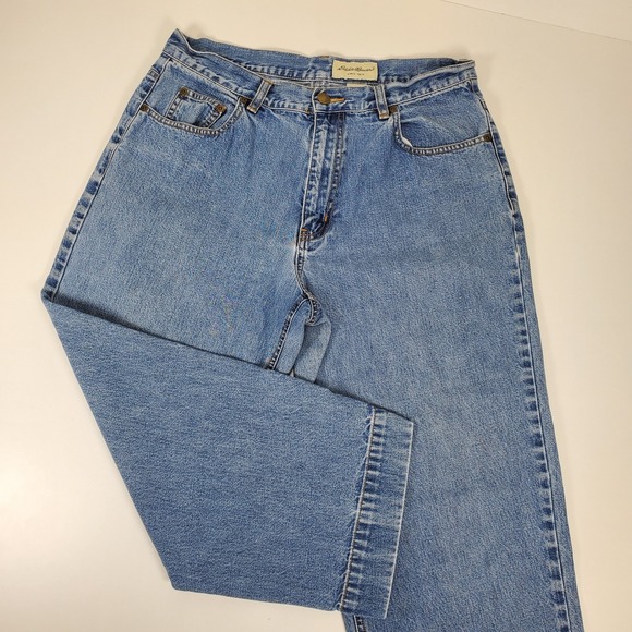 Eddie Bauer Women's 12 Jeans Natural Fit High Rise Straight Wide Cuff 23" Inseam - Picture 1 of 10